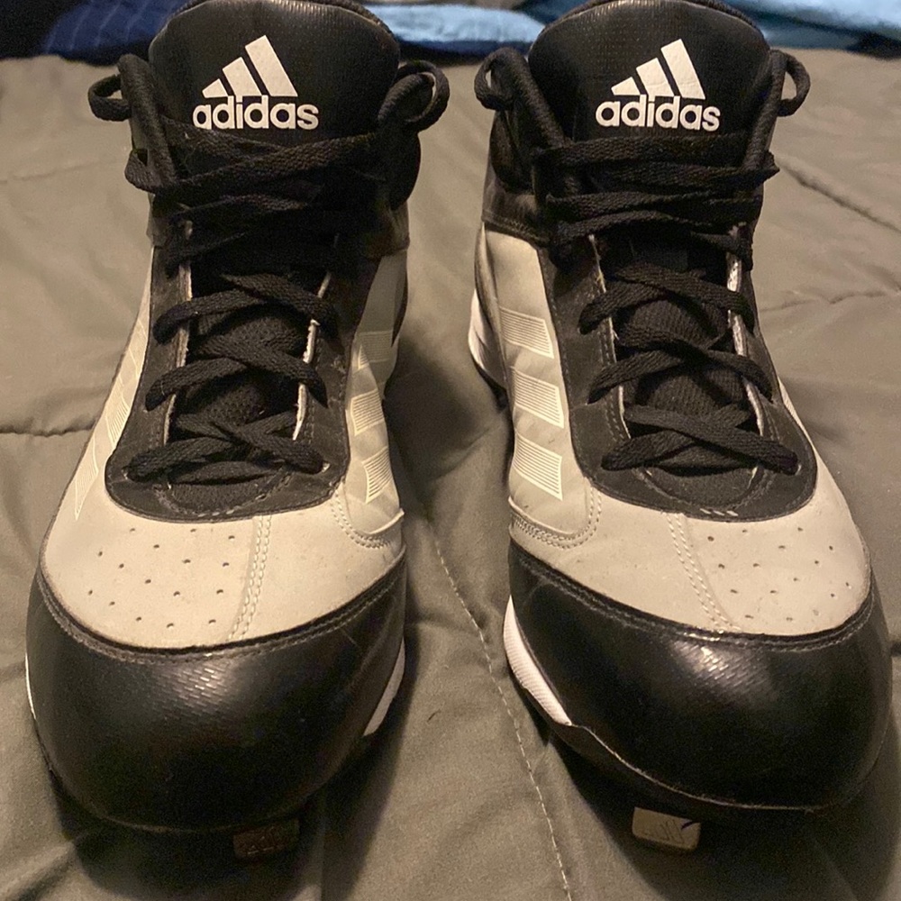 Adidas like new! Worn twice! Black grey white cleats! Size 11
